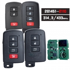 281451-2110, HYQ14FBA Smart Remote Key Keyless Go Fob 314.3MHz /433MHz for Toyota Highlander Limited Tacoma 2014-2019
