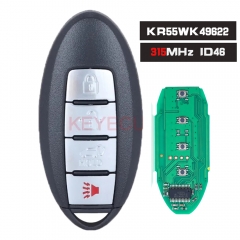 KR55WK49622, KR55WK48903 Smart Remot Key 4 Buttons 315MHZ ID46 for Nissan Altima,Maxima & for Infiniti FX35/G35/Q60/QX70