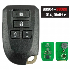 P/N: 89904-26020, FCCID: BF1ER 312/314.3MHz  4 Button Smart Remote Key Fob for Toyota Hiace Regiusage 2013