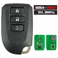 89904-26020 ,  BF1ER 312/314.3MHz  3 Button Smart Remote Key Fob for Toyota Hiace Regiusage 2013