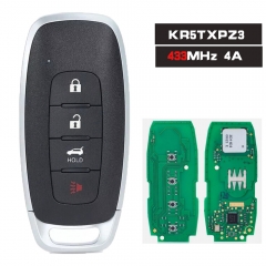 FCCID:KR5TXPZ3 / PN: 285E3-6RA5A 4 Button Smart Remote Key 433MHz 4A Fob for Nissan for Pathfinder Ignis Rogue 2022 2023 2024