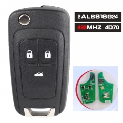 2ALBS1SG24 433MHz 4D70 Chip Remote Key 3 Button Fob for Opel for Chevrolet Aveo Cavalier 2019 2020 for Buick Excelle 2015-2021