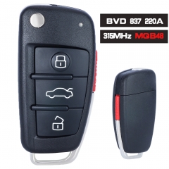 P/N: BVD 837 220A ,BVD837220A FCCID: NBGFS12P71 Flip Remote Key 3+1B Fob ASK 315MHz MQB48 Chip for Audi A3 2015-2017