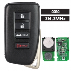 Board ID: 0010 Smart Rmote Key 3+1 Button ASK 314.3MHz for Lexus SUV 2017-2019 314.3MHz / 433MHz 8A Chip TOY12 Blade FCC ID: HYQ14FBB