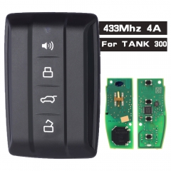 Original Keyless Go Auto Smart Remote Key 433Mhz 4A Chip 4 Buttons Fob for Great Wall GWM TANK 300