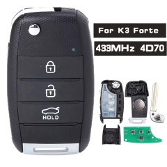 433MHz 4D70 Chip Flip Control remoto Llavero Fob 3 botones para Kia K3 Forte 2013 2014 2015