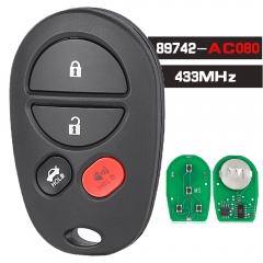 Mando a distancia de 433 MHz compatible con Toyota Kluger Kluger 2006 2007 2008 2009 2010 2011- 89742-AC080