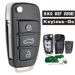 P/N: 8X0 837 220 E, 8X0837220 315MHz ID48 Chip Flip Keyless-Go Remote Key Fob for Audi Q3 201 2013 2014 2015 2016