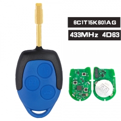 Aftermarket Remote Key FOB 3 Button 433MHz 4D63 Chip for Ford Transit WM VM 2006-2014 FO21 KYDZ