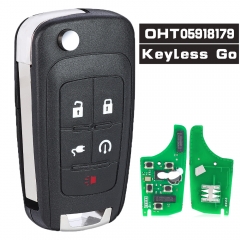 FCCID: OHT05918179 P/N:22923862 Keyless Go Flip Remote Key 315MHz ID46 5 Button Chevrolet Volt 2011 2012 2013 2014 2015