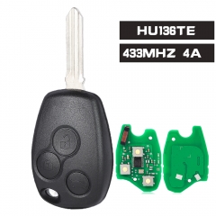 433MHz PCF7961M 4A HITAG AES Chip Replacement Remote Car Key 3 buttons for Renault Uncut HU136TE Blade