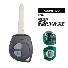 Mando a distancia para coche con 2 botones, N.º de pieza 37145-62R10, chip FSK 433 MHz ID47 para Suzuki Swift Fob HU87, hoja sin cortar