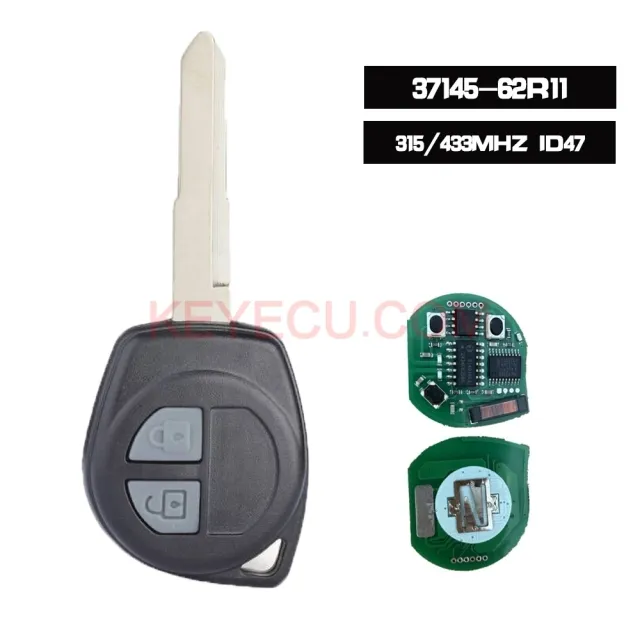 P/N 37145-62R11 Remote Control Car Key With 2 Buttons FSK 315MHz / 433MHz ID47 Chip for Suzuki Fob HU87 Uncut Blade