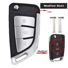 Modified Flip Remote Car Key Shell Case 3 Buttons for MQB Golf VII Golf7 MK7 Skoda Octavia Seat Leon Altea HU66/HU162T