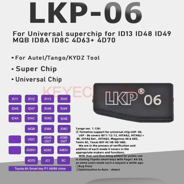 10PCS LKP-06 LKP06 Super Chip Universal Chip for ID11 ID12 ID13 ID33 ID46 ID47 ID48 ID49 4A 4C 4D 4E MQB 8A 8C 4D60+ 4D63+ 4D70 for Tango Key Tool