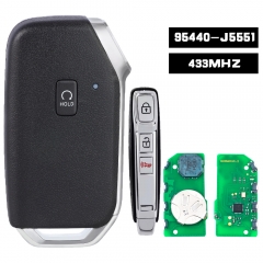 95440-J5551, Smart Remote Car Key Fob 433MHz Replacement Keyless Go 4 Button for KIA Hz ID47 Replacement Keyless Go 3 Button for KIA Stinger 2022 2023