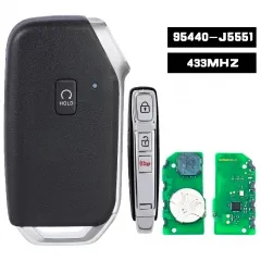 95440-J5551, Smart Remote Car Key Fob 433MHz Replacement Keyless Go 4 Button for KIA Hz ID47 Replacement Keyless Go 3 Button for KIA Stinger 2022 2023