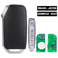 95440-J5700, Smart Remote Car Key Fob 433MHz ID47 Replacement Keyless Go 4 Button for KIA Stinger