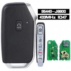 95440-J6600, Smart Remote Car Key Fob 433MHz ID47 Chip Replacement Keyless Go 4 Button for KIA