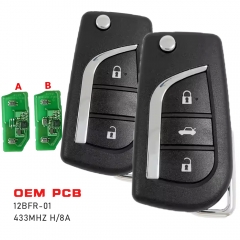 OEM PCB FCCID 12BFR-01 Flip Remote Car Key Fob 433MHZ H/8A Chip For Toyota Camry Hilux Corolla Car Accessories 2018+