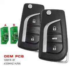 OEM PCB FCCID 12BFR-01 Flip Remote Car Key Fob 433MHZ H/8A Chip For Toyota Camry Hilux Corolla Car Accessories 2018+