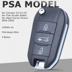 PSA Flip Remote Key 433MHz 4A Chip Fob for Citroen C3 C4 C5 Fiat Scudo Doblo Opel Corsa Vivaro 2016-2022