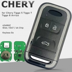 Aftermarket Smart Remote Key for Chery Tiggo 5 Tiggo 7 Tiggo 8 Arrizo remote key 3 buttons 434MHZ 46 47 4A Chip Keyless Go