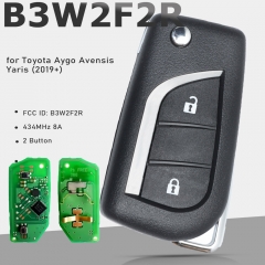 FCC ID: B3W2F2R 433.58MHz /434.42MHz 8A chip Flip Remote Key Fob 2 Buttons For Toyota Aygo Avensis Yaris 2019+
