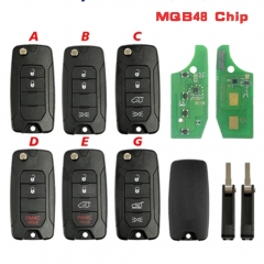FCC ID: 2ADFTF15AM433TX Flip Remote Key FOB 2B/3B/4 Button FSK 433.92MHz MQB48 Chip for Jeep Renegade for Fiat 500X 2016-2018