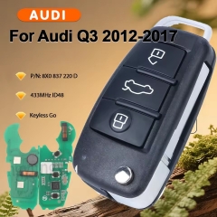 Keyless Go 8X0 837 220D 8X0837220D 433MHz ID48 For Audi Q3 2012-2017 Folding Car Smart Remote Key 3 Buttons HU66 Blade