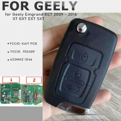 Flip Smart Remote Key FOB 3 Buttons 433MHZ ID46 Chip for Geely Emgrand EC7 2009 - 2016 X7 GX7 EX7 SX7