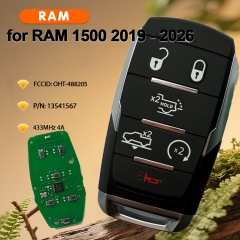 FCCID: OHT-4882056 68584161 Smart Remote Key 433MHz 4A Fob for RAM 1500 2019-2026