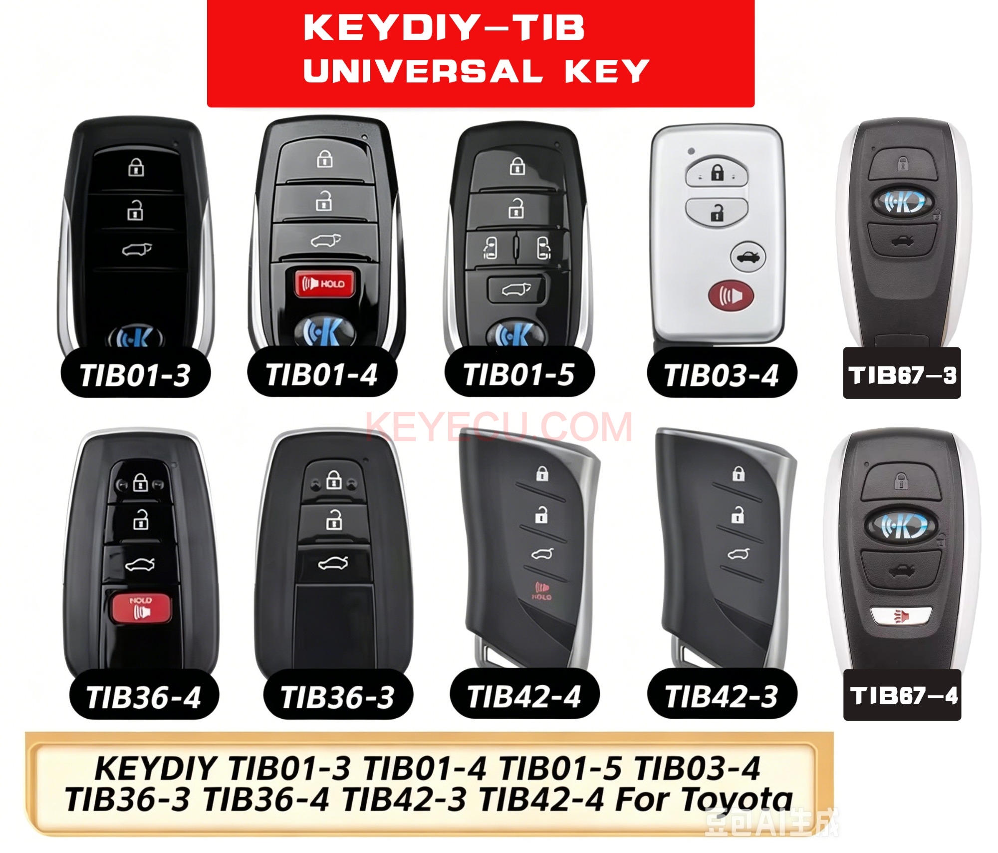 KEYDIY TIB01-3 TIB01-4 TIB01-5 TIB36-4 TIB36-3 TIB42-3 TIB42-4 TIB03-4 TIB67-3 TIB67-4 Control remoto inteligente TIB con chip 8A 4D 4C con KDX4