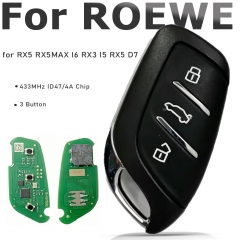 Mando a distancia inteligente de 3 botones y 433 MHz con chip ID47/4A para ROEWE RX5 RX5MAX I6 RX3 I5 RX5 D7