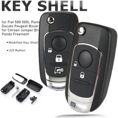 Modified Flip Car Key Fob Shell Case Housing for Fiat 500 500L Punto Ducato Peugeot Boxer Citroen Jumper Bravo Panda Freemont