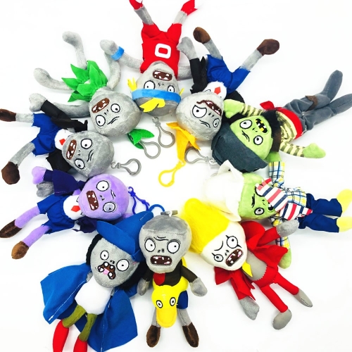 Plants VS Zombies Plush Zombie Toys Stuffed Dolls Mini Size with Keychains 18cm/7Inch Tall