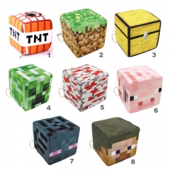 Minecraft Plush Cube Stuffed Block Toys with Keychains 10cm/4Inch