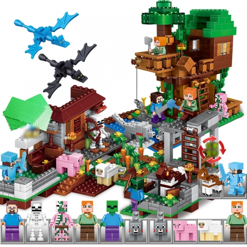 Minecraft Compatible Village Tree House Building Block Toys Mini Figures 988Pcs Set A0001