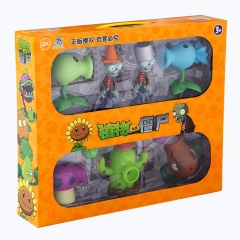 Plants vs Zombies Action Figure Toys Shooting Dolls Peashooter Coconut Cannon Conehead Zombie 7-in-1 Set (NO BOX)