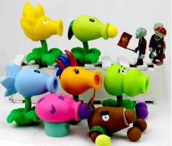 Plants Vs Zombies Action Figures Soft PVC Shooting Toys 2-in-1 Set