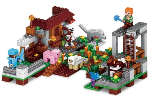 MineCraft The Battle Horse City Building Blocks Mini Figure Toys 4-In-1 Scene