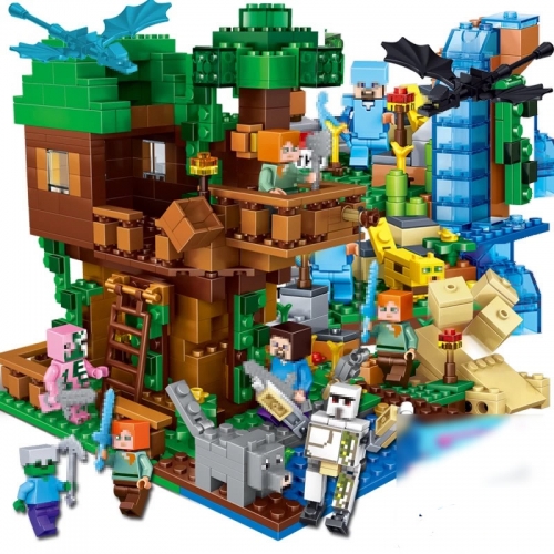 MineCraft Compatible Building Blocks Mini Figure Toys Tree House Village Scene 768Pcs A0011