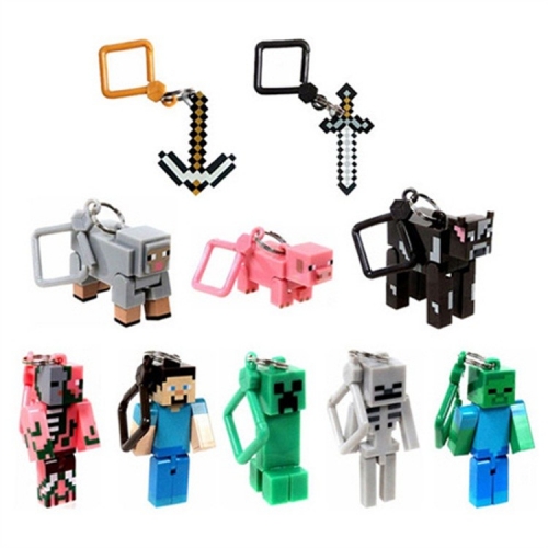 10Pcs MineCraft MC Action Figures PVC Mini Toys with Key Chains 001