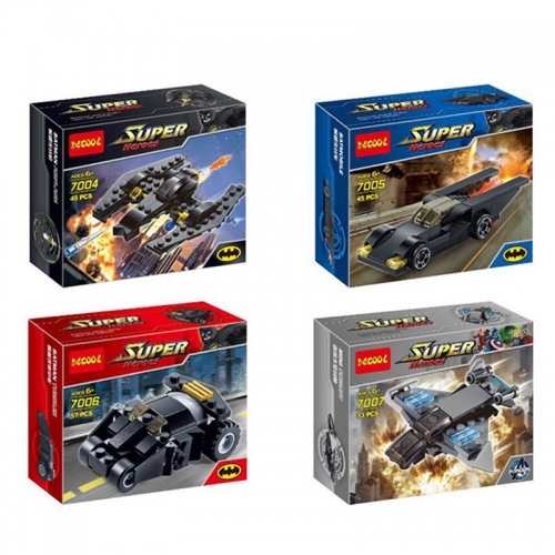 Super Heroes Batman Chariots Lego Compatible Building Blocks Mini Figure Toys 4Pcs Set 7004-7007