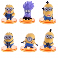 6Pcs DESPICABLE ME 2 The Minions Action Figures PVC Toys with Stands 4cm/1.6"