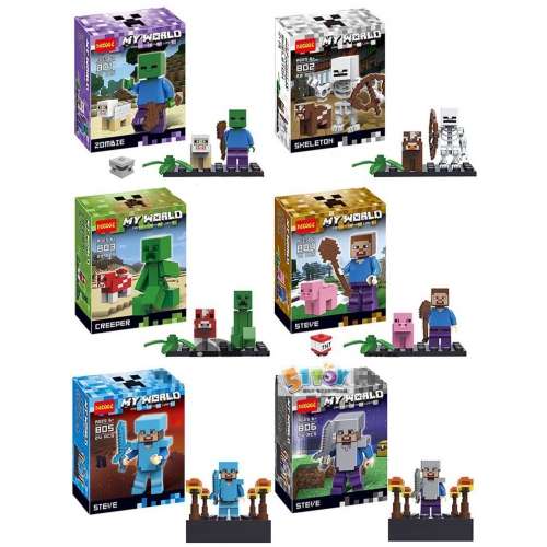 MineCraft Lego Compatible Block Mini Figure Toys 6Pcs Set 801-806