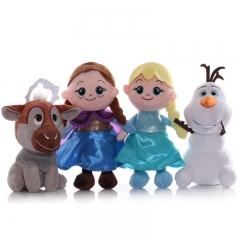 4Pcs Set Frozen Cartoon Elsa / Anna / Sven / Olaf Plush Toys Stuffed Dolls 8-12Inches