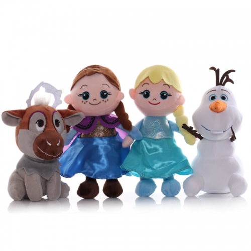 4Pcs Set Frozen Cartoon Elsa / Anna / Sven / Olaf Plush Toys Stuffed Dolls 8-12Inches