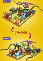 Plants Vs Zombies Compatible Building Blocks Mini Figure Toys The Intrusion of Dinosaur 417Pcs JX90072
