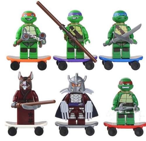 Teenage Mutant Ninja Turtles Lego Compatible Minifigures Block Mini Figure Toys 6Pcs Set